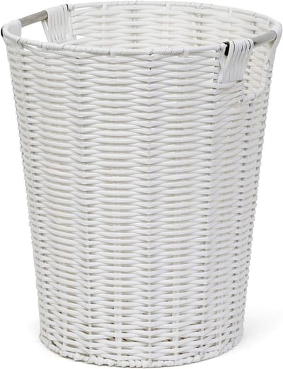 Afvalbak Rond - Prullenmand Papierbak - Thuis Kantoor - Sterke Hars Constructie - 25.5 cm Diameter - Wit