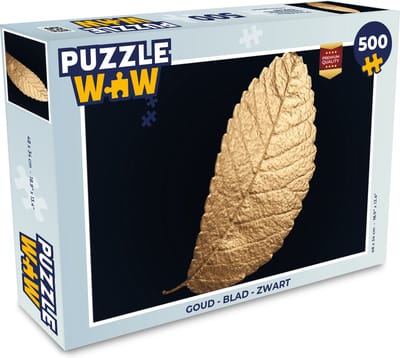 Puzzel Goud - Bladeren - Zwart - Planten - Luxe - Natuur - Legpuzzel - Puzzel 500 stukjes
