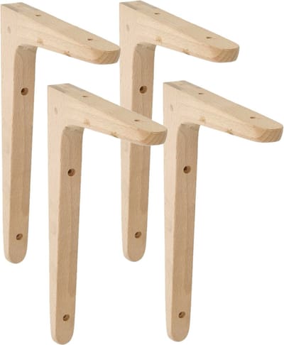 AMIG Plankdrager/planksteun van hout - 4x - lichtbruin - H200 x B125 mm - boekenplank steunen