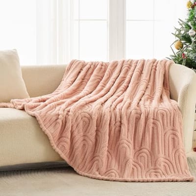 Pluizige Fleece Deken voor Bed en Bank - Zachte en Warme Imitatiebont Deken in Roze - 178 x 203 cm