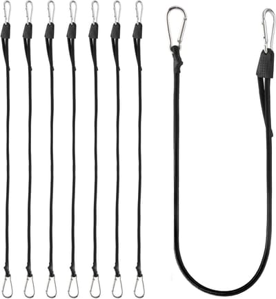 Robuuste elastische spanners met karabijnhaak, 8-delig, 100 cm voor camping, tenten en bagage