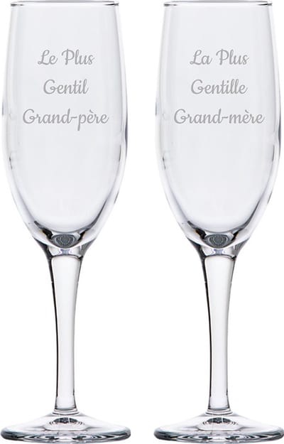 Champagneglas gegraveerd - 16,5cl - Le Plus Gentil Grand-père & La Plus Gentille Grand-mère