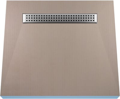 Betegelbare doucheplaat 80 x 80 cm met goot Wiper Showerlay Sirocco afvoer horizontale goot hoofdzijde betegelbaar douchebord douchebak gelijkvloers