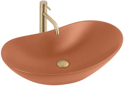 Rea - Opzetwastafel Royal Cinnamon Matt Sanitair Keramiek, Oranje, Ovaal - 61,5 x 35,5 x 15,5 cm