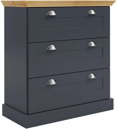 Motala-Ladekast - 3-laden - Antraciet Houtlook