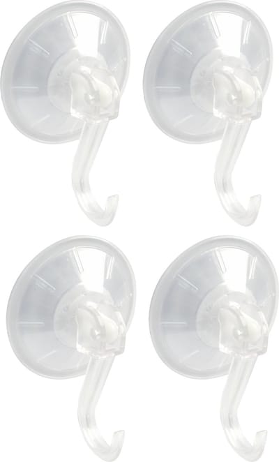 AMIG Ophanghaken met zuignap - 4x - kunststof - transparant - diameter 4,5 cm