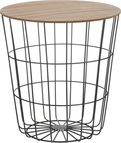 Bijzettafel met opbergruimte - Ronde salontafel in zwart en hout