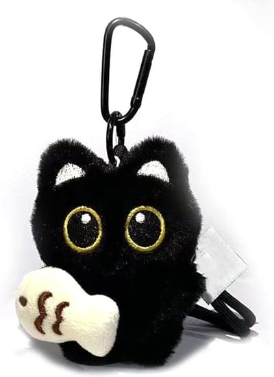 Kat Pluche Sleutelhanger, Lieve Cartoon Zwarte Kat Pluche Hangertje voor Tassen, Cadeau voor Kattenliefhebbers, Rugzak Hangertje
