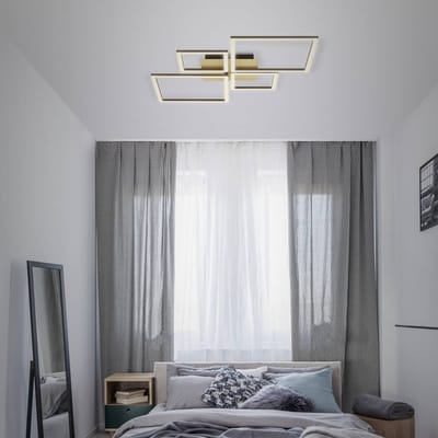 Briloner LED plafondlamp Frame, goud, dimbaar, 4-lamps