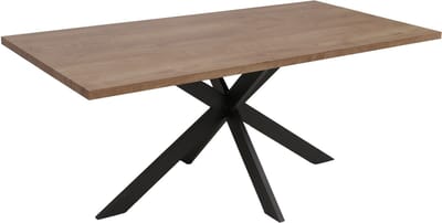 Eettafel MCW-O55, keukentafel, eettafel, industrieel MDF metaal 180 cm ~ walnootlook