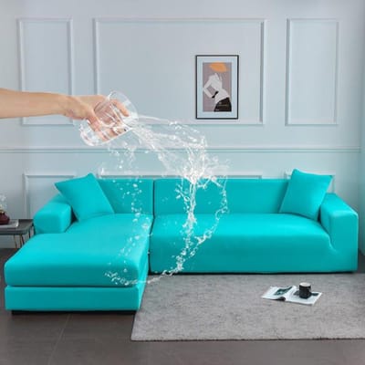 Waterdichte Soild Kleur Bankhoezen Elastisch Stofdicht Voor Huisdieren Kinderen Hoekbank Kussenovertrekken Voor Eetkamer Keuken Hotel Banket 1 seater (90-140cm) hemelsblauwe kleur