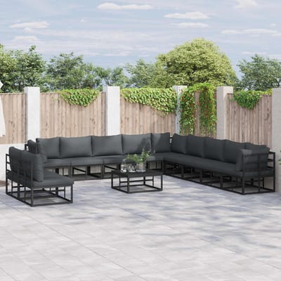 vidaXL - Tuinbank - Set - 11 - st - Zwart - Aluminium