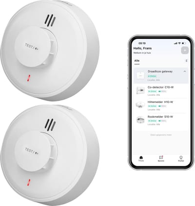 SAVS H10-W Draadloos koppelbare hittemelder 2-pack - 10 jaar batterij – Keukenmelder - Optioneel WiFi - Voldoet aan Europese norm - LinkSmart® - Brandalarm – Warmtemelder