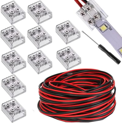 LED Strip Connectoren - 2-Pin Koppelingen - Verlichting Installeren - Soldeerloos Aansluiten - 10 Stuks 8mm - Transparant