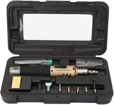Multifunctionele Butaan Gas Lötset met 10 Onderdelen, Draadloze Soldering Torch met 5 Tips voor Laboratorium, Hobby en Keuken Gebruik