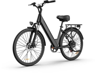 Qekud E26 Elektrische Fiets 26" - E Stadsfiets met Shimano 7 Versnellingen - 250W Motor & 48V 10.4Ah Uitneembare Accu - Schijfremmen & LCD display - Zwart