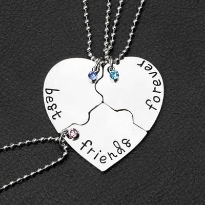 Pendentif Best Friends avec inscription d'amour en quatre pièces pour amis européens et américains transfrontaliers black