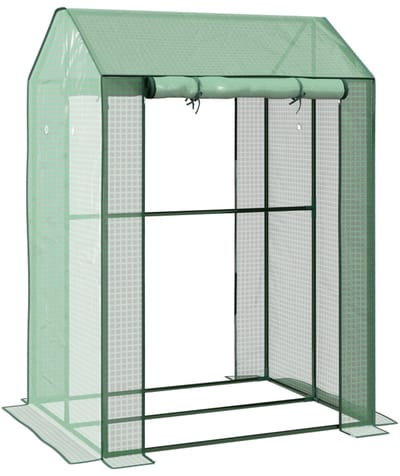 REDOM - Kweekkas Met Twee Ruimtes En Twee Deuren - Met Ventilatieopeningen - Voor Moestuin En Tuin - Staal En PE - Groen - 100 x 80 x 150 cm