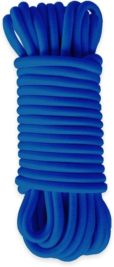 Elastisch bungeekoord - Rubberen touw spanner - Dekzeilen bevestigen - UV-bestendig materiaal - 9 mm x 15 m - Blauw