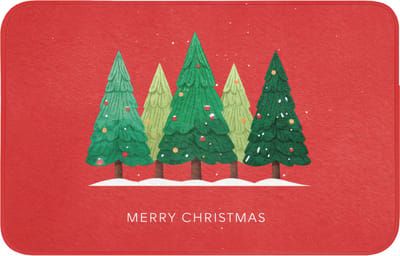 Badmat 80x50 cm - Antislip - Minimalistisch - Kerstbomen - Rood - Sneeuw - Badmatten voor badkamer - Badkamermat - Douchemat - Badkamer mat
