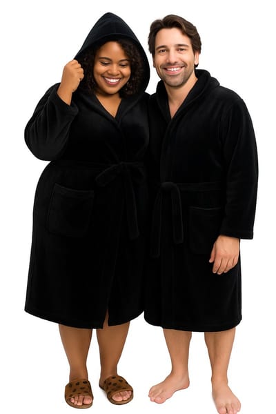 Badjas met capuchon - badjas plus size - grote maten badjassen van fleece - badjas dames - badjas heren - maat 5XL/6XL