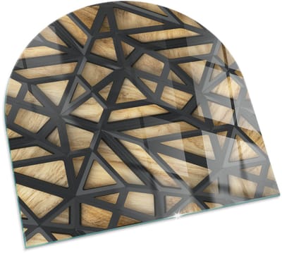 Tulup Kachel Vloerplaat - Geometrie met hout Vloerplaat Openhaard - 100 cm x100 cm - Bruin Vloerplaat Voor Houtkachel - Halfrond Kachel Vloerplaat - Vloerplaat Voor Kachel - Plaat Onder Houtkachel - Onderplaat Kachel