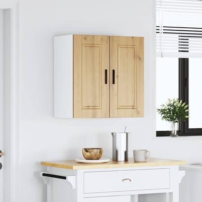 vidaXL - Keukenbovenkast - Porto - bewerkt - hout - artisanaal - eikenkleur