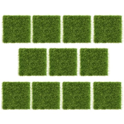 10 Stuks Tuin Huis Plastic Handwerk Micro Landschap Ornamenten Gesimuleerd Graszode 7.5*7.5cm brown