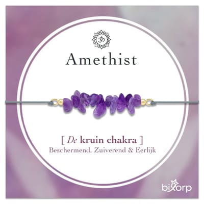 Bixorp Amethist Chakra Armband - Edelsteen Armband aan Koord - tot 22cm verstelbaar