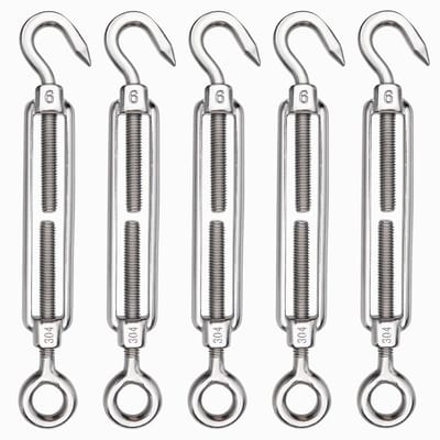 Dailygoody - Spanschroef M6 - Kabelspanner Set - 304 Roestvrij Staal - Draadspanners - Ideaal voor Buitenverlichting - 5 Stuks