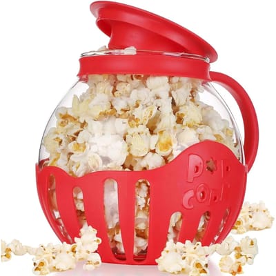 Magnetron Popcorn Popper Borosilicaat Glazen Kom met Siliconen Deksel 3-in-1 Mini Popcorn Maker Veilig voor Magnetron