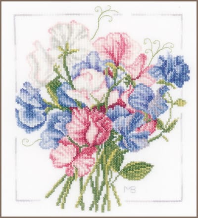 Lanarte Borduurpakket - Borduurset - Borduurpakket volwassenen - Telpakket kit - 25 x 25cm - Kleurig boeket - Marjolein Bastin - PN-0157497