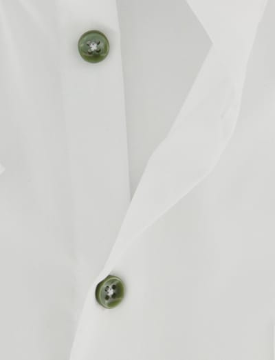 Wit Ledub overhemd korte mouw Modern Fit strijkvrij met groene knopen