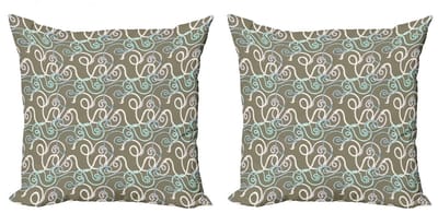 ABAKUHAUS Kussenhoes Set – 2x50x50 cm – Dubbelzijdige druk – Taupe-crème