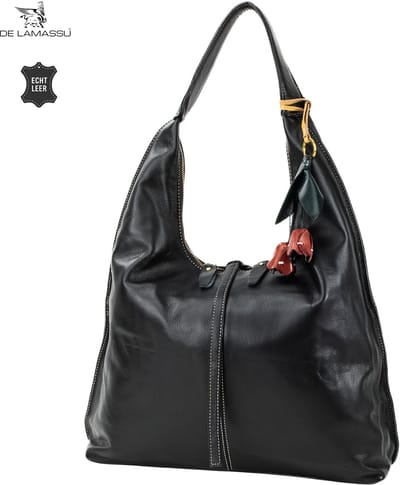 DE LAMASSU® Luxe Leren Schoudertas Dames – Grote Handtas van Echt Leer – Ruime Shopper met Ritssluiting – Casual en Zakelijke Damestas