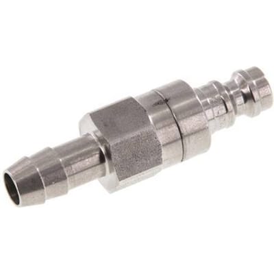 RVS DN 5 Luchtkoppeling Insteeknippel 8 mm Slangpilaar Double Shut-Off