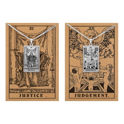 Tarot Ketting 11 | 20 bundel – Waarheid & Inzicht – Zilverkleurig Stainless Steel - Inclusief Rider-Waite Kaartjes - 60cm - Pax Amare