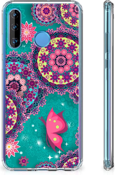 Huawei P30 Lite Back Cover Cirkels en Vlinders