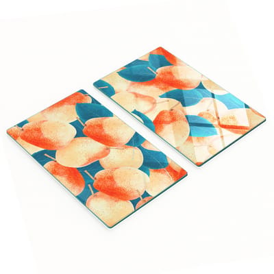 Decoratieve glazen snijplanken voor in de keuken met perenmotief, 2x30x52 cm