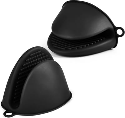 Mini ovenwanten - Hittebestendige pannenlappen - Veilig koken - Antislip textuur - 2 stuks - Zwart