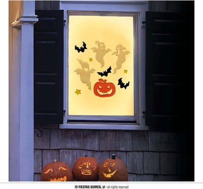Fiestas Guirca - Raamdecoratie Gel Spoken / Pompoen (20x25cm) - Halloween - Halloween Decoratie - Halloween Versiering