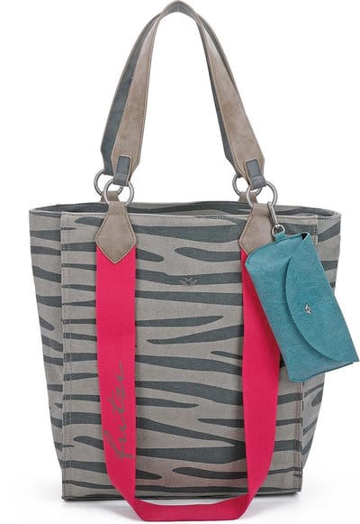 Fritzi aus Preußen Schoudertas Handtas Canvas Izzy02 Tote Zebra Wild Kaki