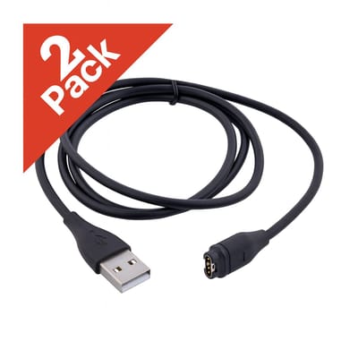USB Oplaadkabel – 2-Pack – Geschikt voor Garmin Forerunner, Fenix, Instinct, Venu & Vivoactive – 1 Meter – Zwart