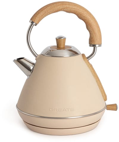 CREATE - Waterkoker 1 L - 1200 Watt - RVS - BPA vrij - Elektrisch - Antikalk - KETTLE RETRO M
