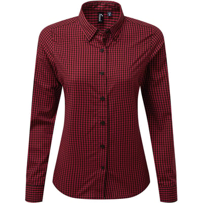 Premier Dames/Dames Maxton Gingham Shirt Met Lange Mouwen (Zwart/Rood)