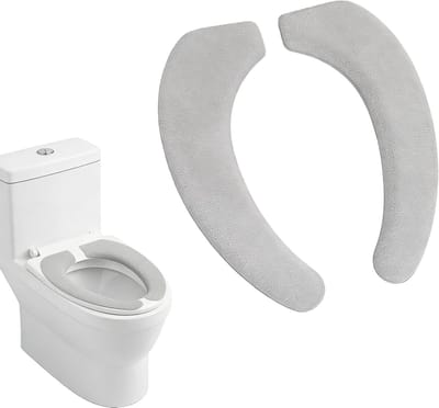 Zelfklevende Toiletbrilhoes - WC Zitkussen - Warmte en Comfort - Wasbaar Flanel - 39.5 x 15.5 cm - Grijs