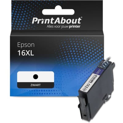 PrintAbout huismerk Inktcartridge 16XL (C13T16314012) Zwart Hoge capaciteit Geschikt voor Epson