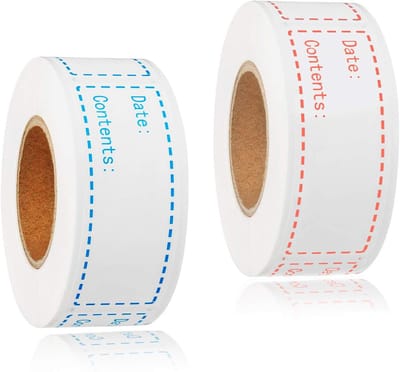 Daity Etiketten - 7,5 x 2,5 cm - geschikt voor het bewaren van levensmiddelen - vriespapier - gemakkelijk schoon te maken - laten geen resten achter - tweekleurige etikettenrollen (250 etiketten per rol)