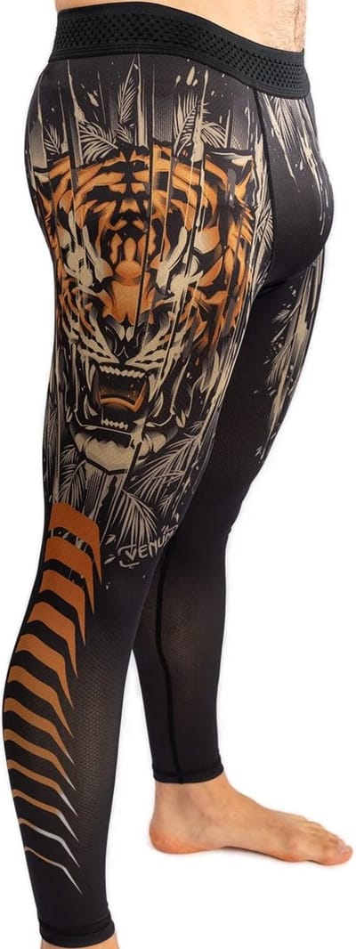 Venum Tiger Sportlegging Spats Tights Zwart Neon Oranje - S