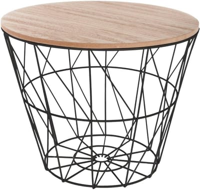 Bijzettafel Kumi - Salontafel Metaal - Woonkamer Decoratie - Stevig Stalen Frame - 38 cm Doorsnee - Zwart